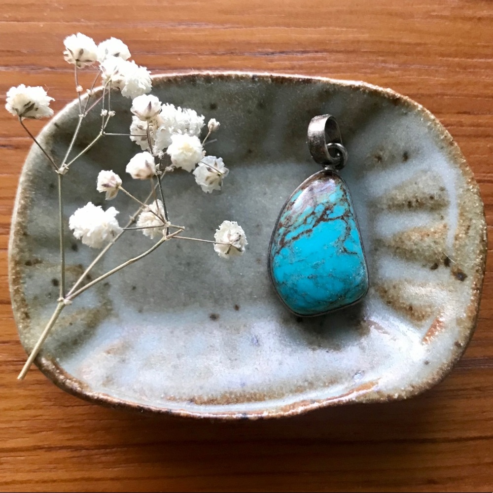 Turquoise and sterling silver pendant